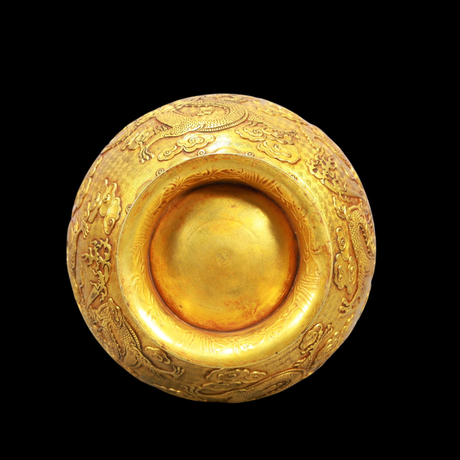 A Exquisite Gilt Bronze Dragon Pattern Auspicious Cloud Pattern Vase - 8