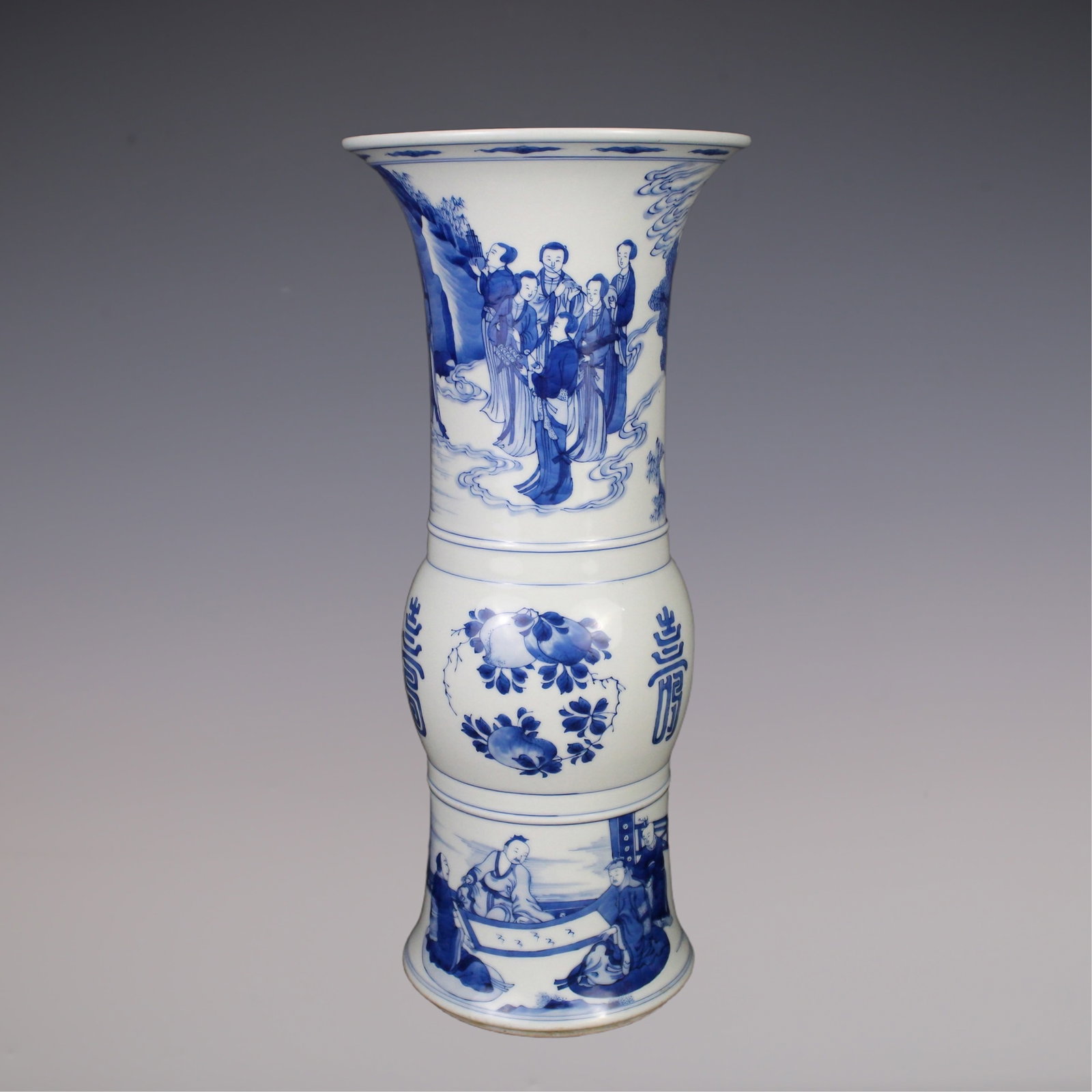 An Exquisite Blue and White Character and Story Pattern Vase: An Exquisite Blue and White Character and Story Pattern Vase Qing Dynasty, China Chenghua Six-character Mark Size:44.5cmx14.7cm (The Dimensions Of All Batches Are Manually Measured.If You Need More De