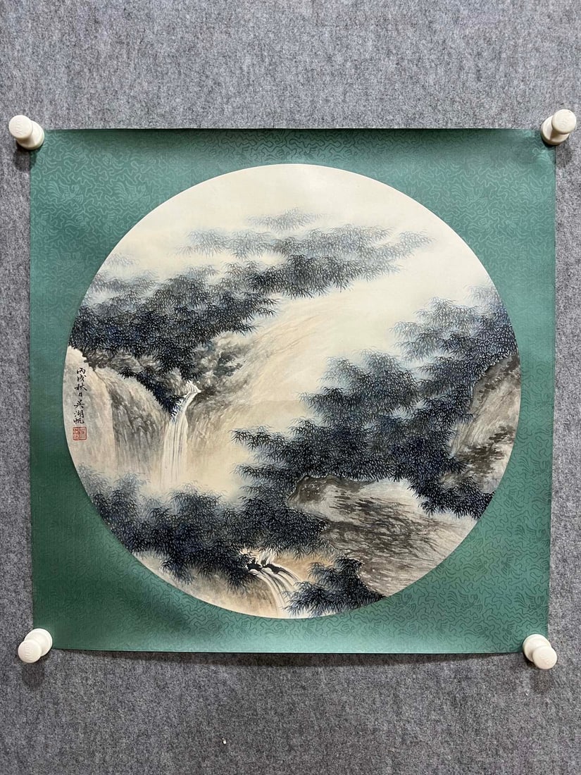 An Fabulous Chinese Ink Landscape By Paper: An Fabulous Chinese Ink Landscape By Paper Wu hufan Without frame Size:58cmx58cm (The Dimensions Of All Batches Are Manually Measured.If You Need More Detailed Information, Please Contact Our Customer