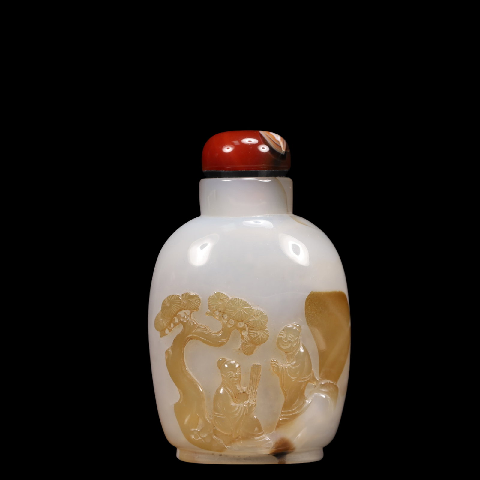 An Exquisite Agate Character and Story Pattern Snuff Bottle: An Exquisite Agate Character and Story Pattern Snuff Bottle Qing Dynasty, China Size:5cmx3cmx7.5cm Weight:66g (The Dimensions Of All Batches Are Manually Measured.If You Need More Detailed Information
