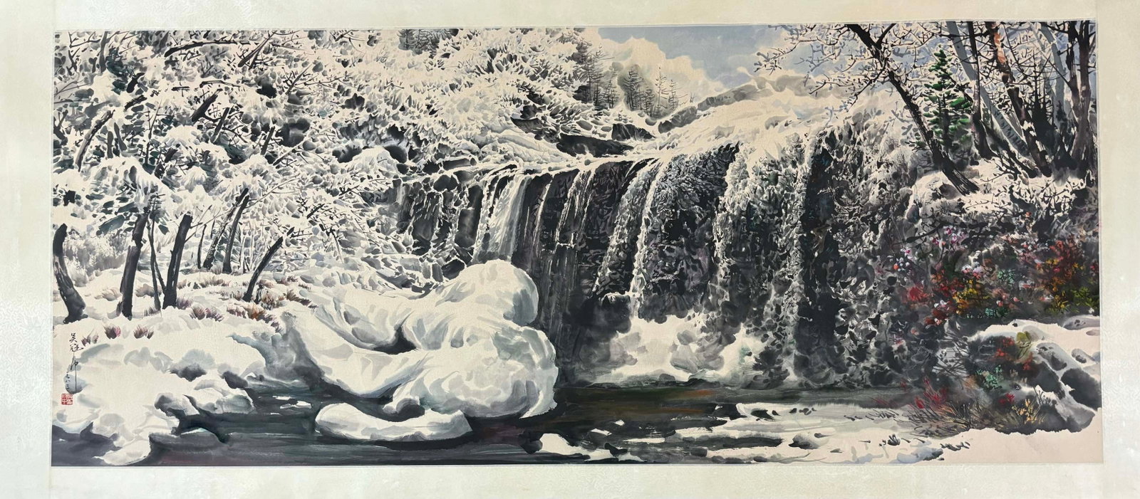 An Fabulous Chinese Ink Landscape By Paper: An Fabulous Chinese Ink Landscape By Paper Wu guanzhong Without frame Size:206cmx87cm (The Dimensions Of All Batches Are Manually Measured.If You Need More Detailed Information, Please Contact Our Cus