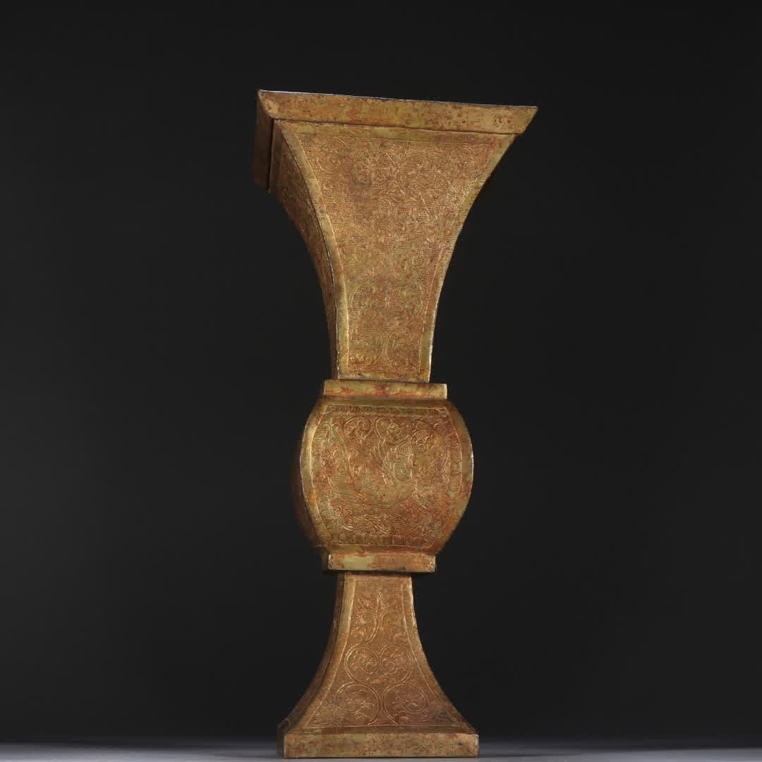 A Qing Dynasty copper gilt phoenix pattern flower cup (1 of 9)