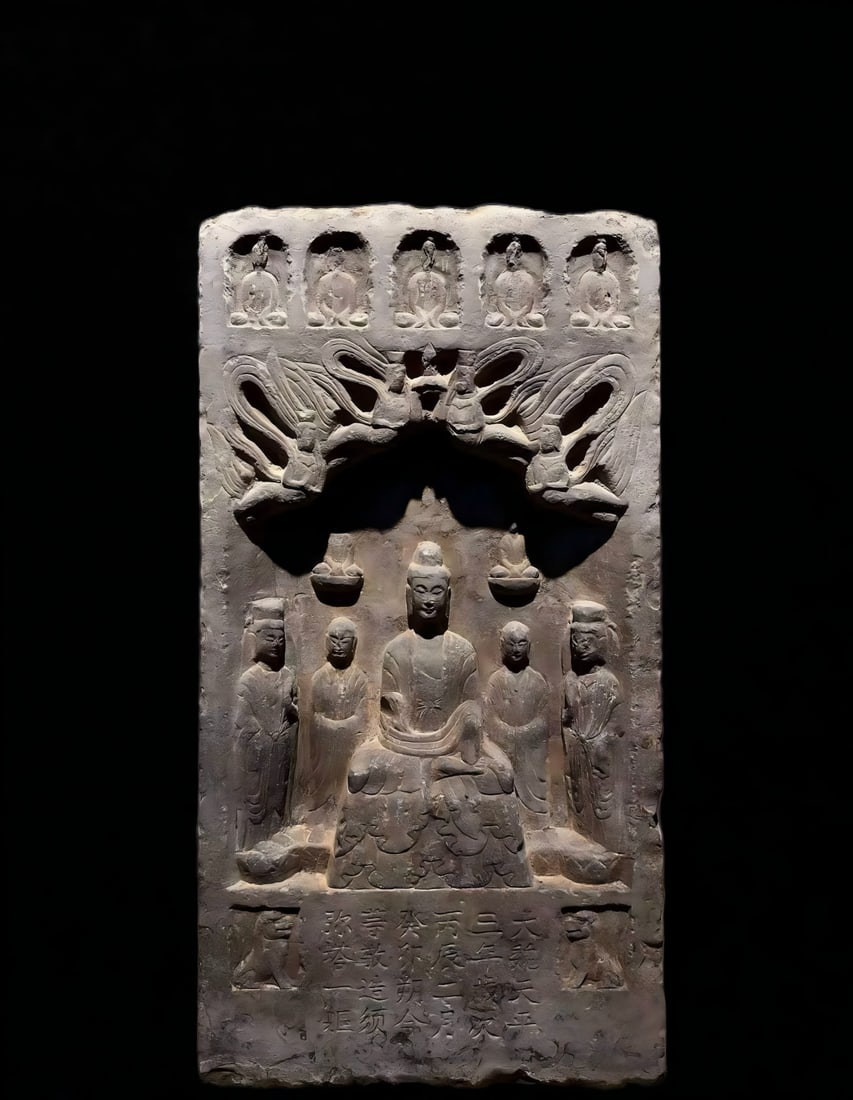 A Northern Wei Dynasty bluestone carved Buddha pillar (1 of 6)