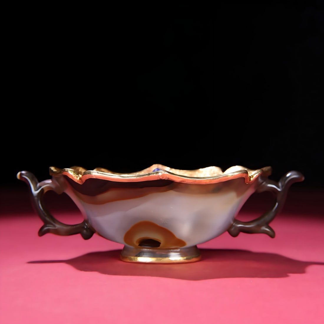 A Qing Dynasty copper-gilt agate vessel (1 of 9)