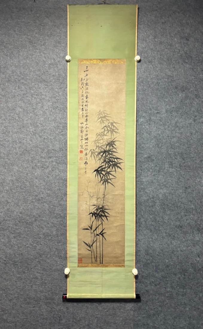 A bamboo picture of Zheng Banqiao: Zheng Banqiao's bamboo picture SIZE: Painting core130x31cm (The Dimensions Of All Batches Are Manually Measured.If You Need More Detailed Information, Please Contact Our Customer Service Before Biddin