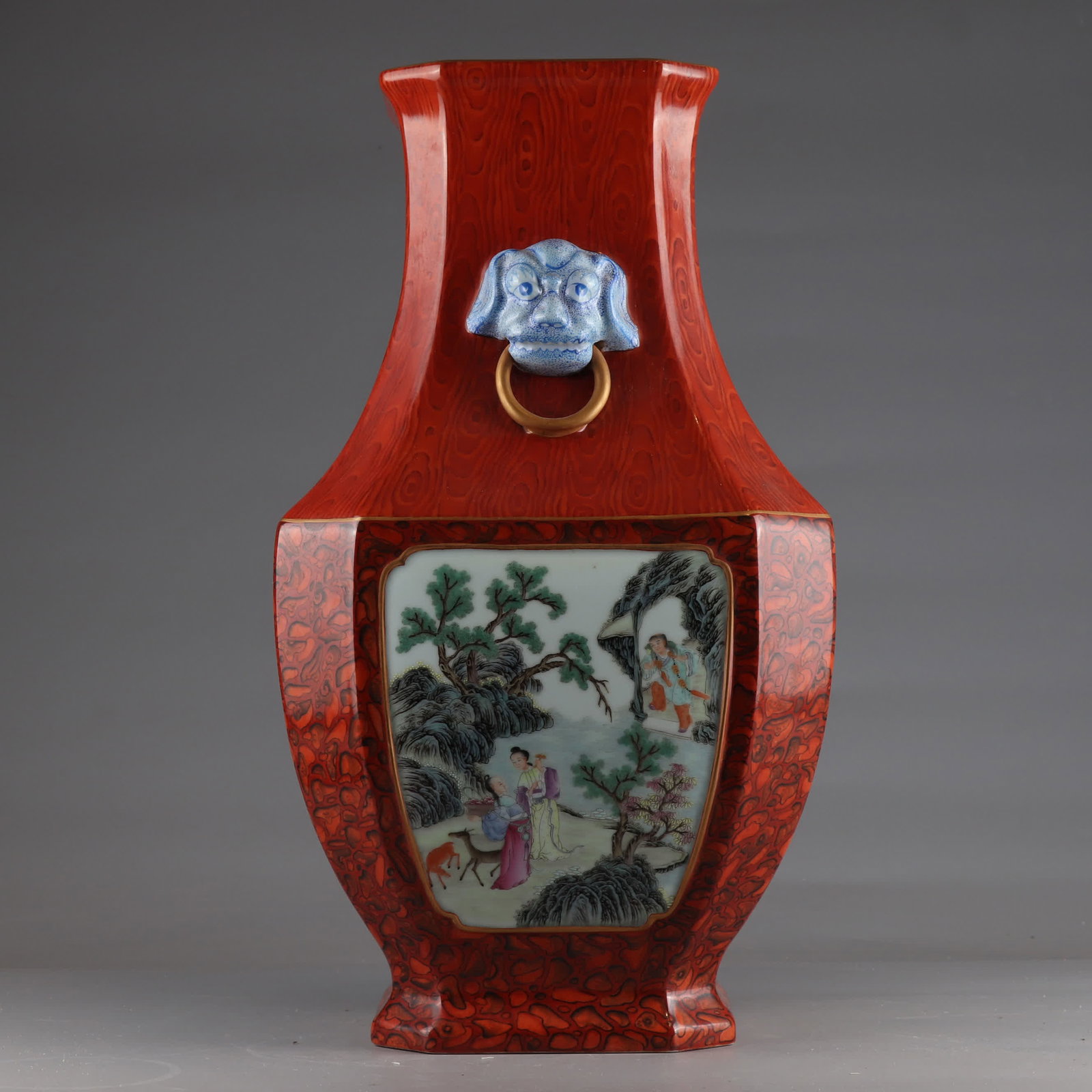 A Qing Dynasty Qianlong wood grain window opening flower figure poetry square inlay (1 of 9)