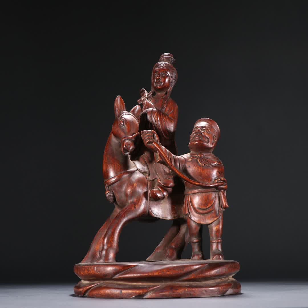 A Qing Dynasty agarwood Zhaojun out of the plug (1 of 9)