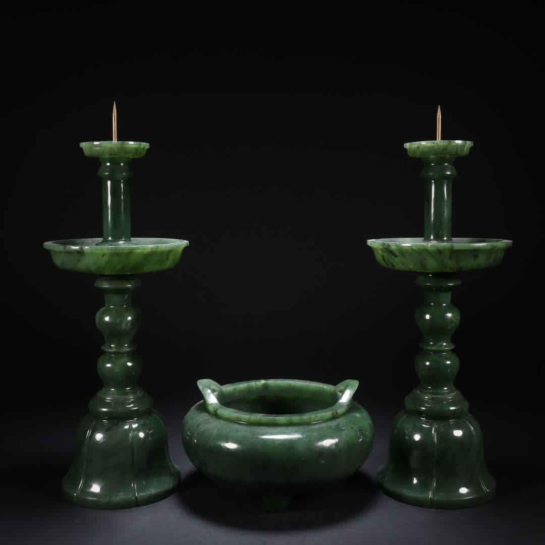 A set of Qing Dynasty Hetian Jasper Buddha first three offerings (1 of 9)