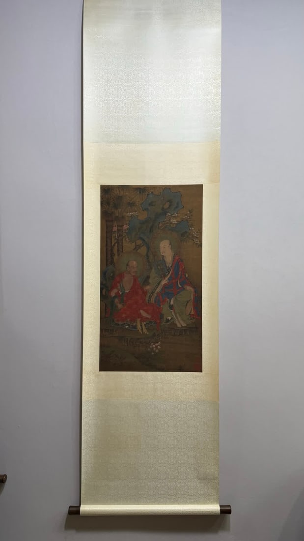 A picture of the Arhat of the Tang Dynasty Yuchi Yiseng: The Arhat picture of Yuchi Yiseng SIZE: Painting core45x82cm (The Dimensions Of All Batches Are Manually Measured.If You Need More Detailed Information, Please Contact Our Customer Service Before Bidd