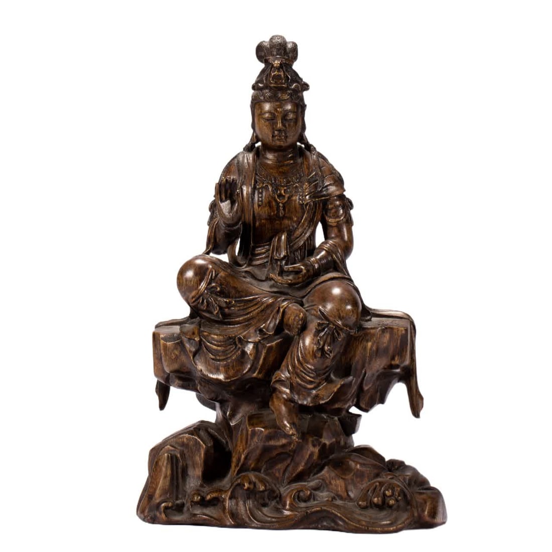 A Qing Dynasty agarwood Buddha statue: Qing Dynasty agarwood Buddha statue SIZE: L:18cm W:10cm H:28cm W:530g (The Dimensions Of All Batches Are Manually Measured.If You Need More Detailed Information, Please Contact Our Customer Service Be