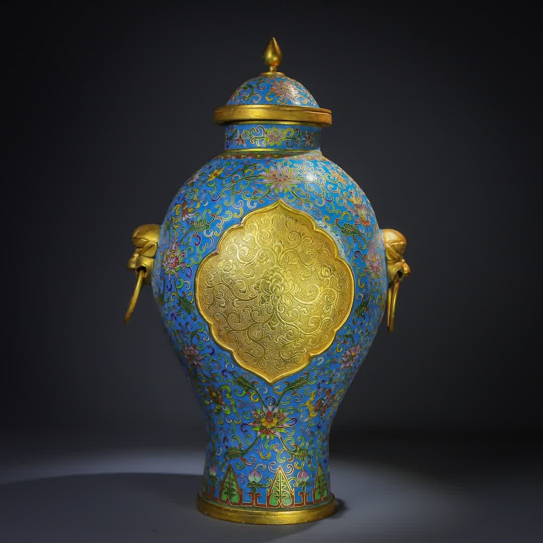 A cloisonne jar ornament from the Qing Dynasty: Qing Dynasty cloisonne jar ornament SIZE: W:2273g H:34cm W:20cm (The Dimensions Of All Batches Are Manually Measured.If You Need More Detailed Information, Please Contact Our Customer Service Before