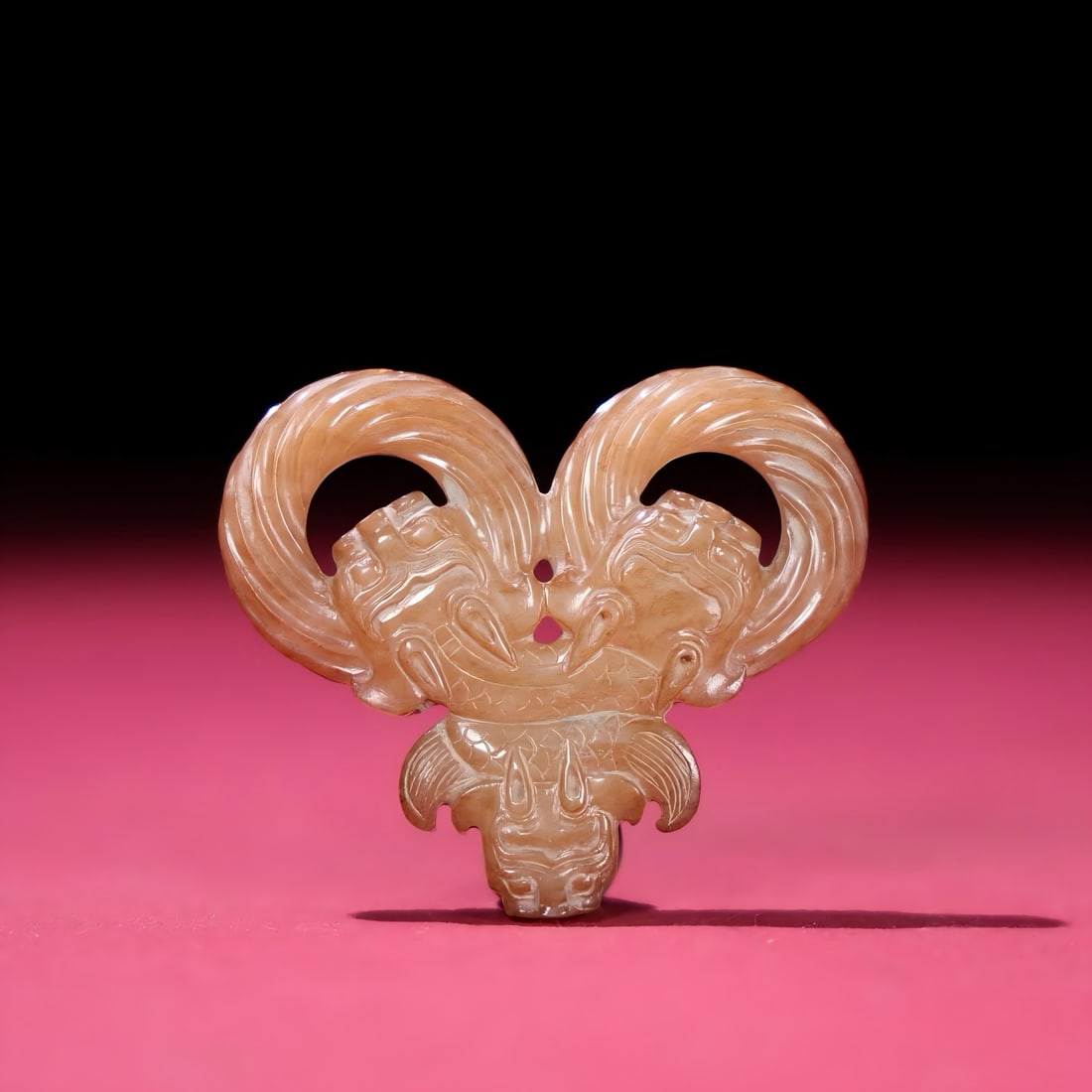A Han Dynasty jade dragon head twisted silk ring ornament: Han Dynasty jade dragon head twisted silk ring ornament SIZE: 54x48x9mm W:29g (The Dimensions Of All Batches Are Manually Measured.If You Need More Detailed Information, Please Contact Our Customer Se