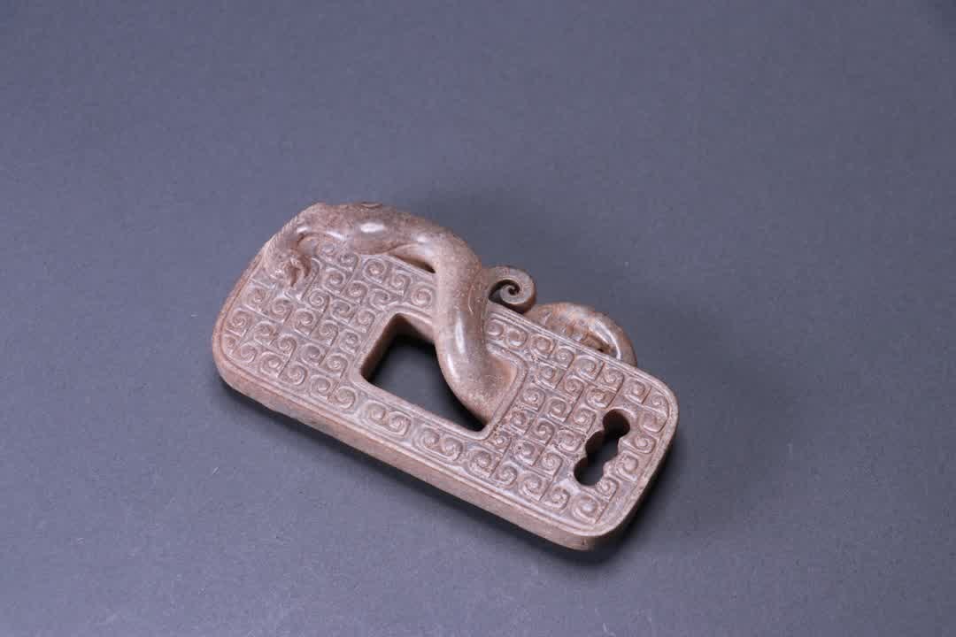 A war Han jade dragon pattern pendant - 5