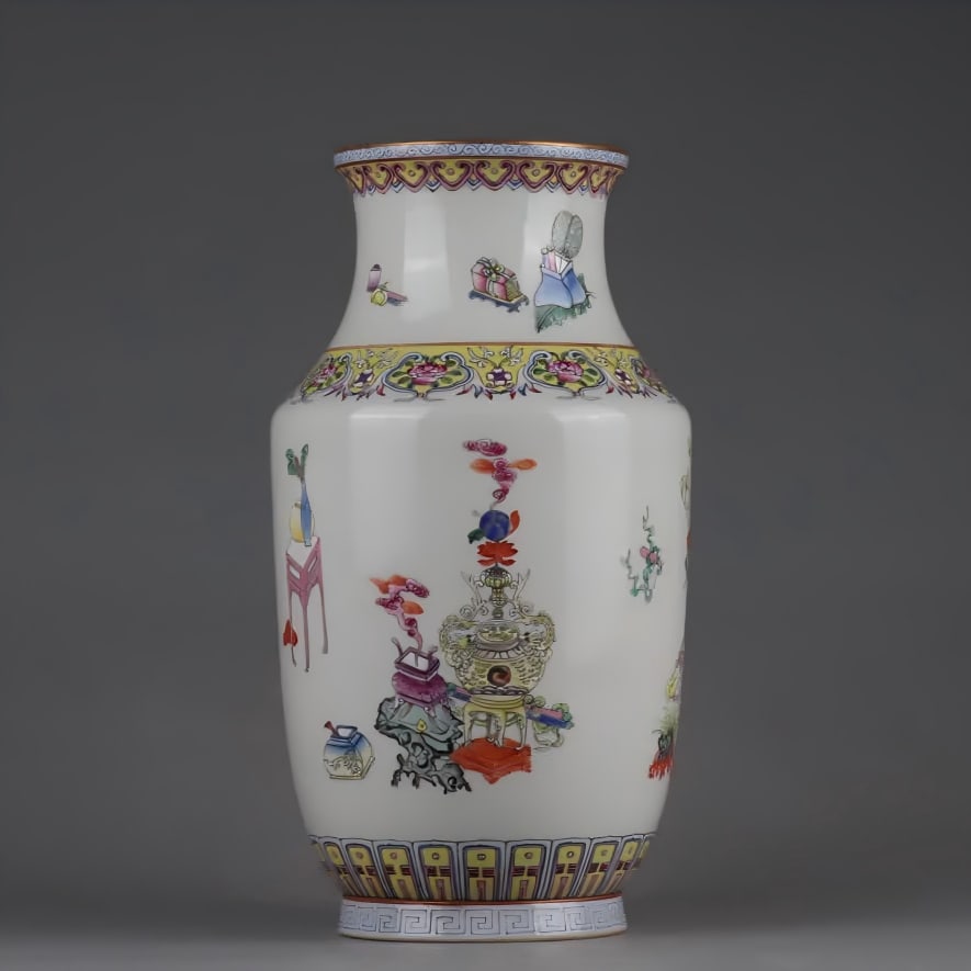 A Qing Dynasty Qianlong pastel flower vase (1 of 9)