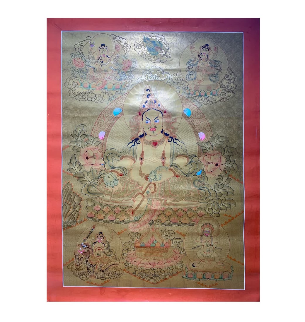 A Qing Dynasty Tibetan Buddhist Huang Cai Shen thangka (1 of 9)