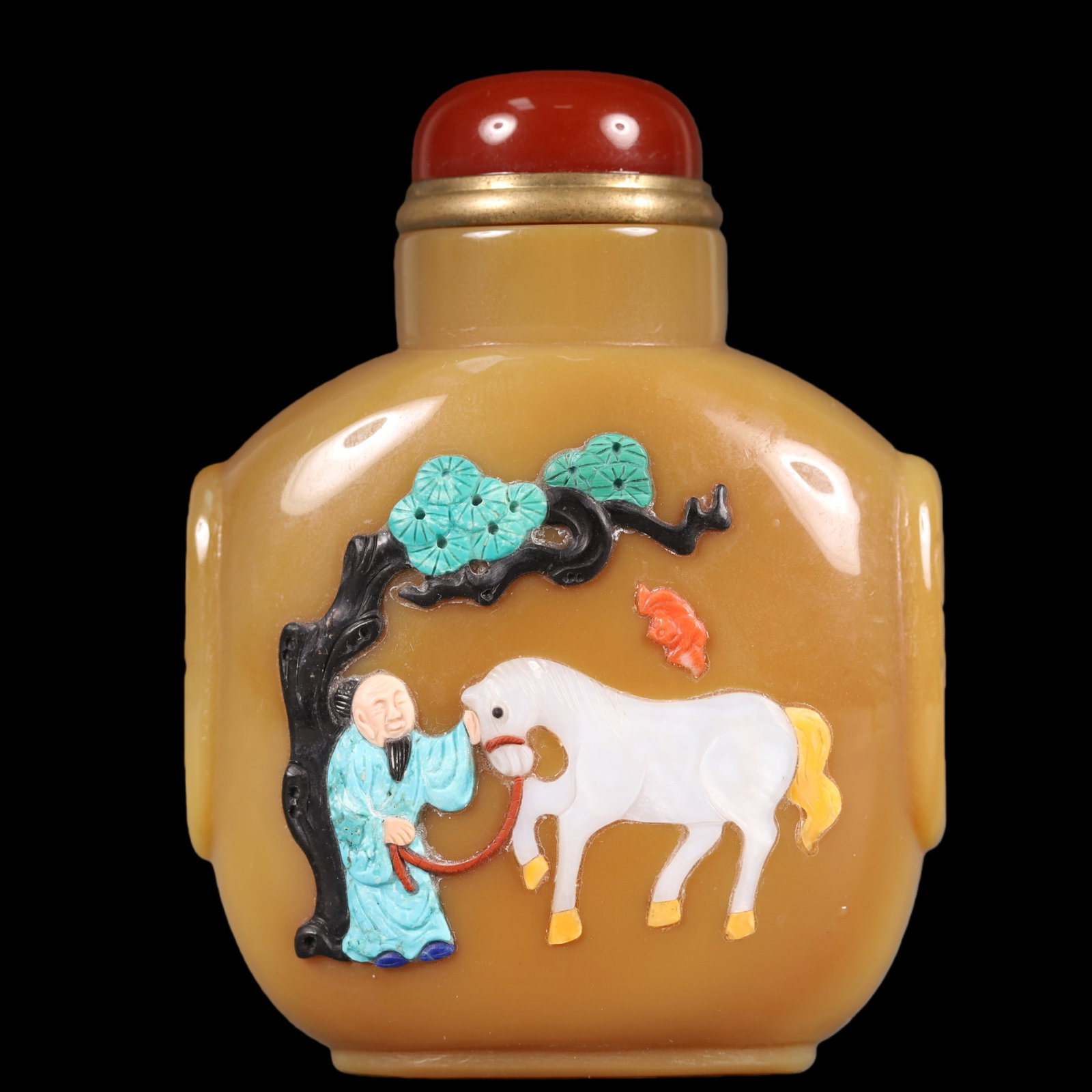 A Exquisite White Jade Character and Story Pattern Snuff Bottle: A Exquisite White Jade Character and Story Pattern Snuff Bottle Qing Dynasty, China Size:6cmx2.5cmx8cm Weight:110.8g (The Dimensions Of All Batches Are Manually Measured.If You Need More Detailed Info
