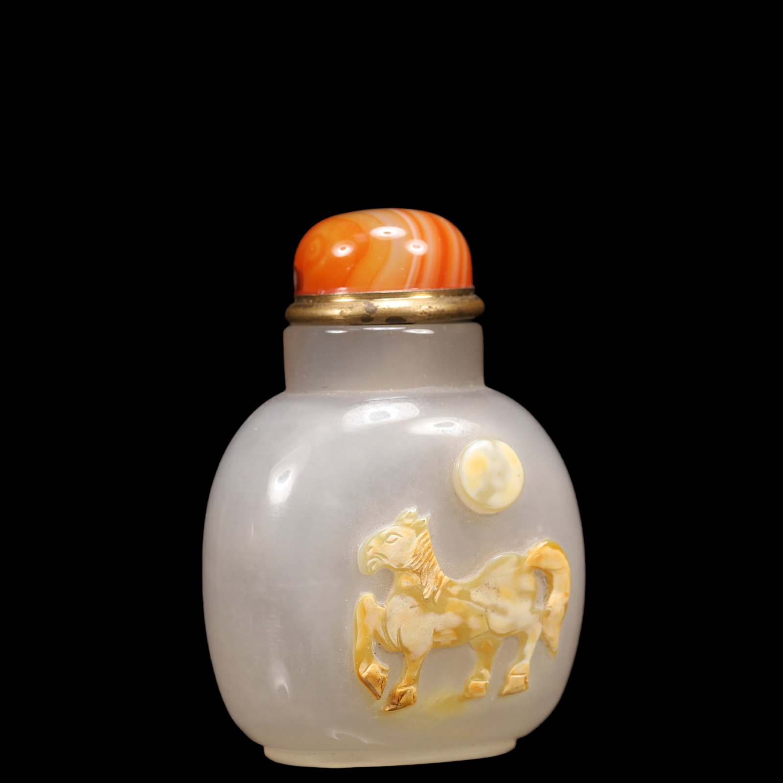 An Exquisite Agate Horse Pattern Snuff Bottle - 3