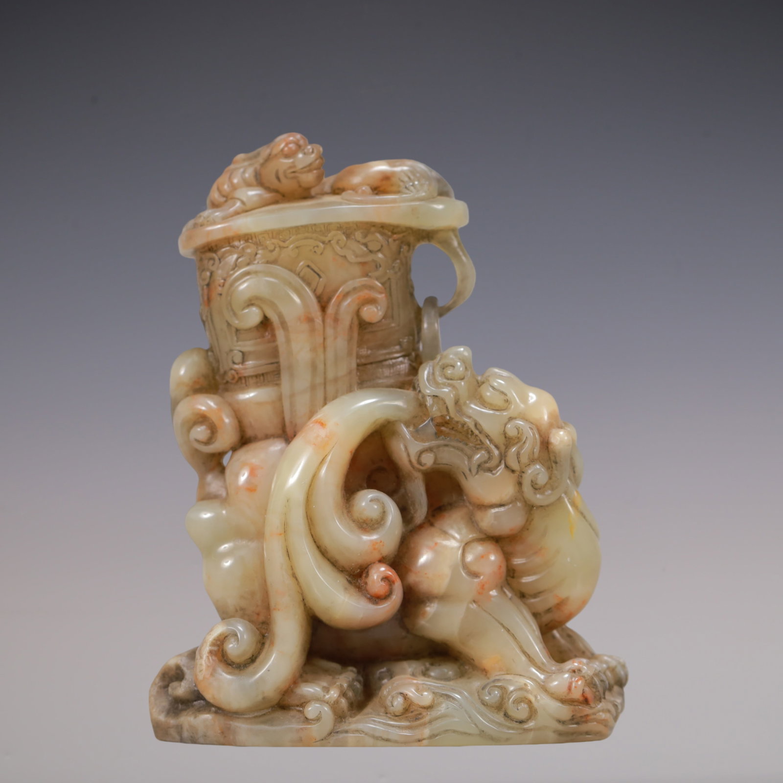 A Exquisite Shoushan Stone Auspicious Beast Cup: A Exquisite Shoushan Stone Auspicious Beast Cup Qing Dynasty, China Size:7.9cmx3cmx10.2cm Weight:250g (The Dimensions Of All Batches Are Manually Measured.If You Need More Detailed Information, Please