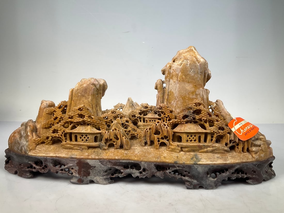 An Exquisite Qingtian Stone Landscape Pattern Ornament: An Exquisite Qingtian Stone Landscape Pattern Ornament Modern Time of China Size:14cmx31cm (The Dimensions Of All Batches Are Manually Measured.If You Need More Detailed Information, Please Contact Ou