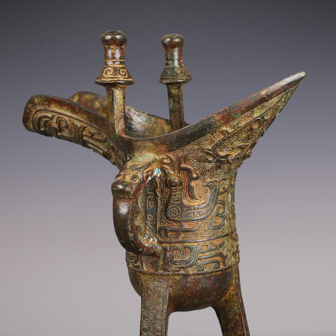 An Exquisite Bronze Phoenix Pattern Goblet - 5