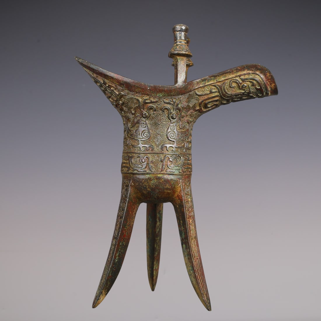 An Exquisite Bronze Phoenix Pattern Goblet - 8