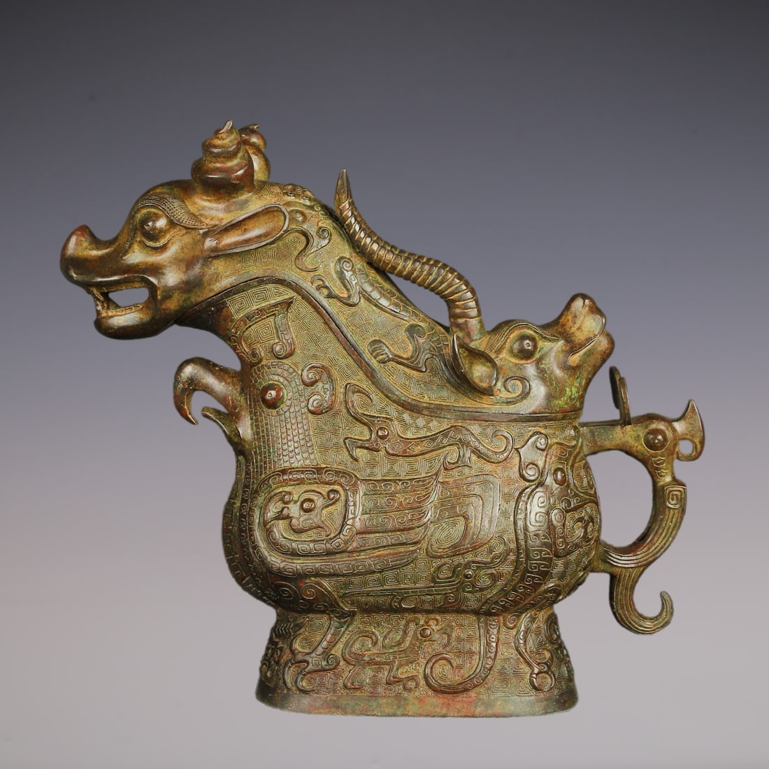An Exquisite Bronze With Inscription Auspicious Beast-Shaped Ewer: An Exquisite Bronze With Inscription Auspicious Beast-Shaped Ewer W.Zhou , China Size:45cmx41cm Weight:9150g (The Dimensions Of All Batches Are Manually Measured.If You Need More Detailed
