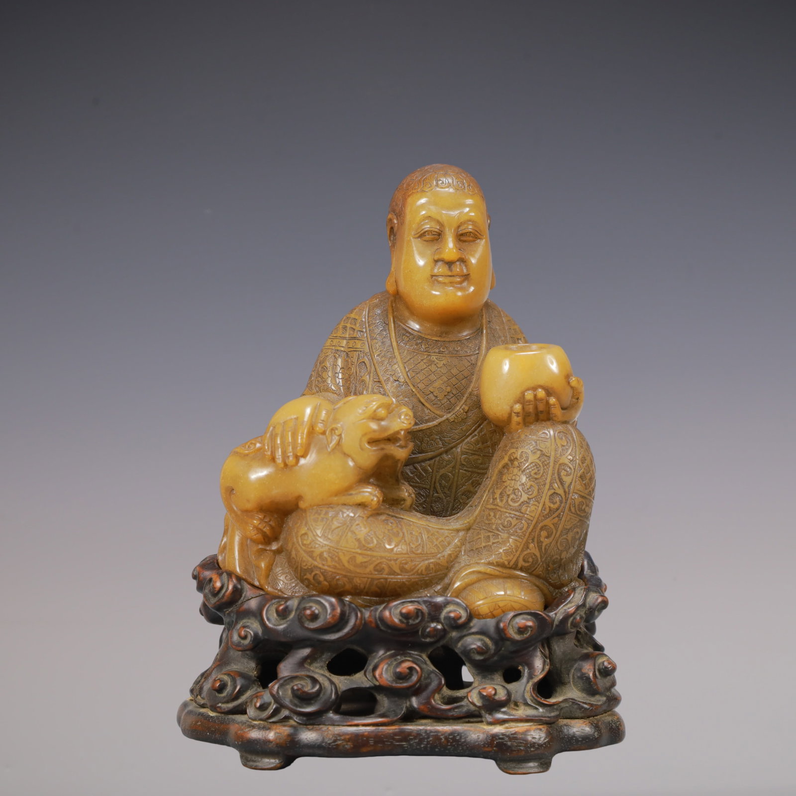 A Exquisite Shoushan Stone Statue of Arhat Ornament (1 of 10)