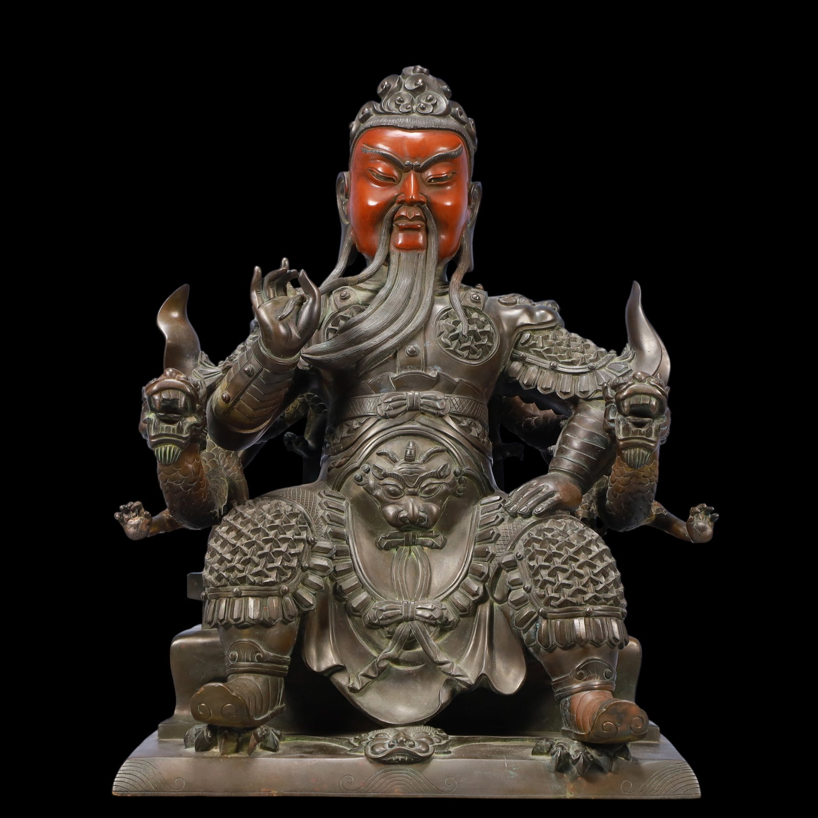 A Exquisite Coppery Guan yu: A Exquisite Coppery Guan yu Ming Dynasty, China Size:32.5cmx23cmx44.5cm Weight:18750g (The Dimensions Of All Batches Are Manually Measured.If You Need More Detailed Information, Please Contact Our Cus