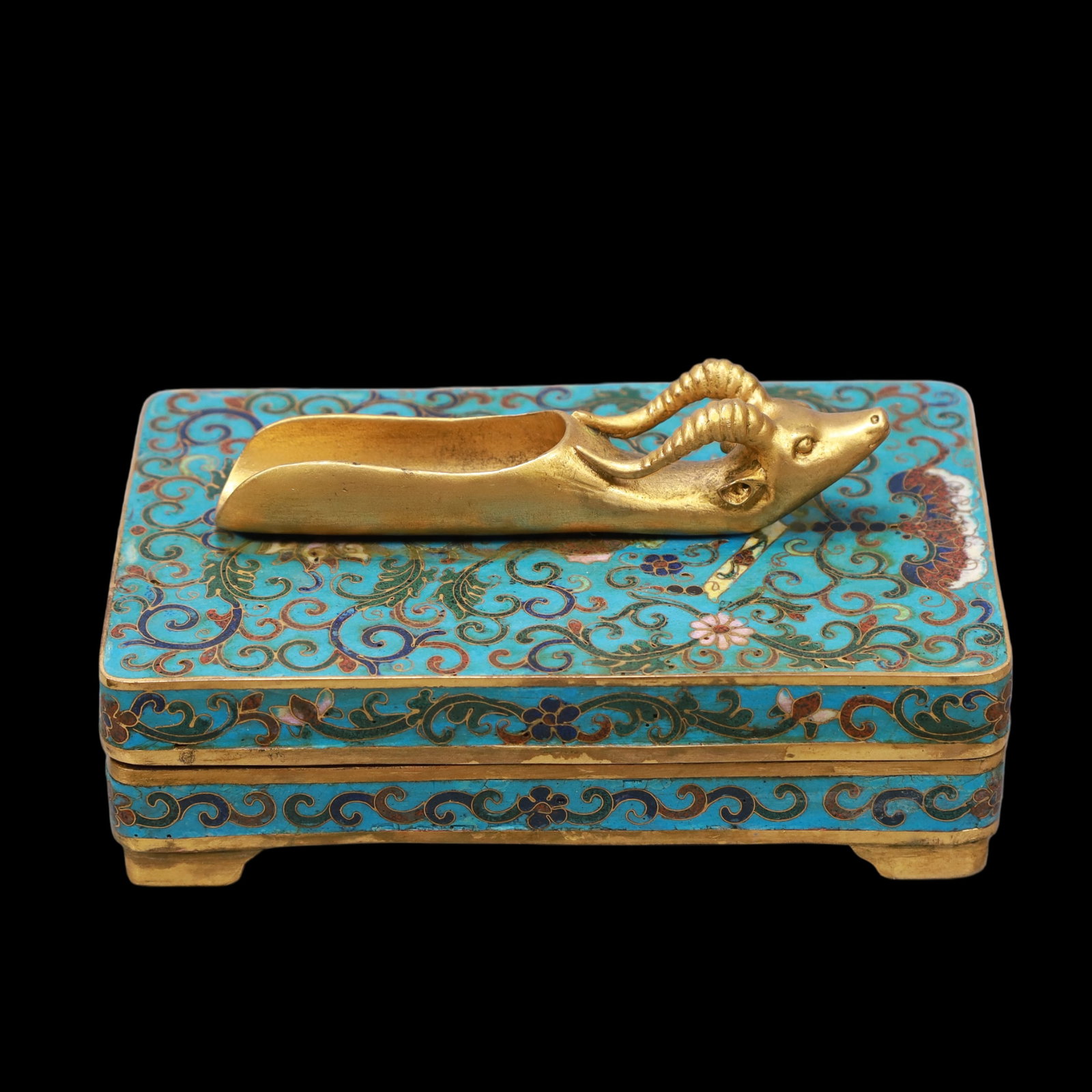 A Exquisite Cloisonne Lotus Pattern Inkstone (1 of 8)
