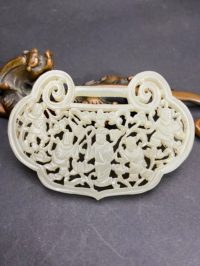 An Exquisite White Jade Character and Story Pattern Ornament (1 of 9)