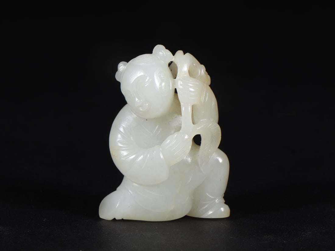 An Exquisite White Jade Figure Hand Piece (1 of 9)