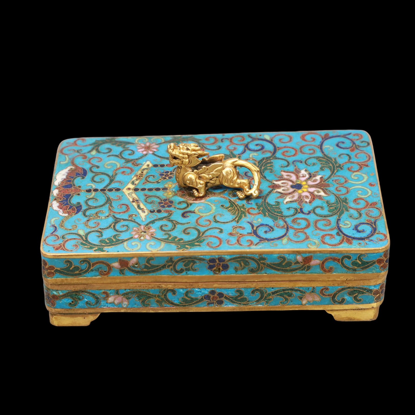 A Exquisite Cloisonne Lotus Pattern Inkstone (1 of 6)