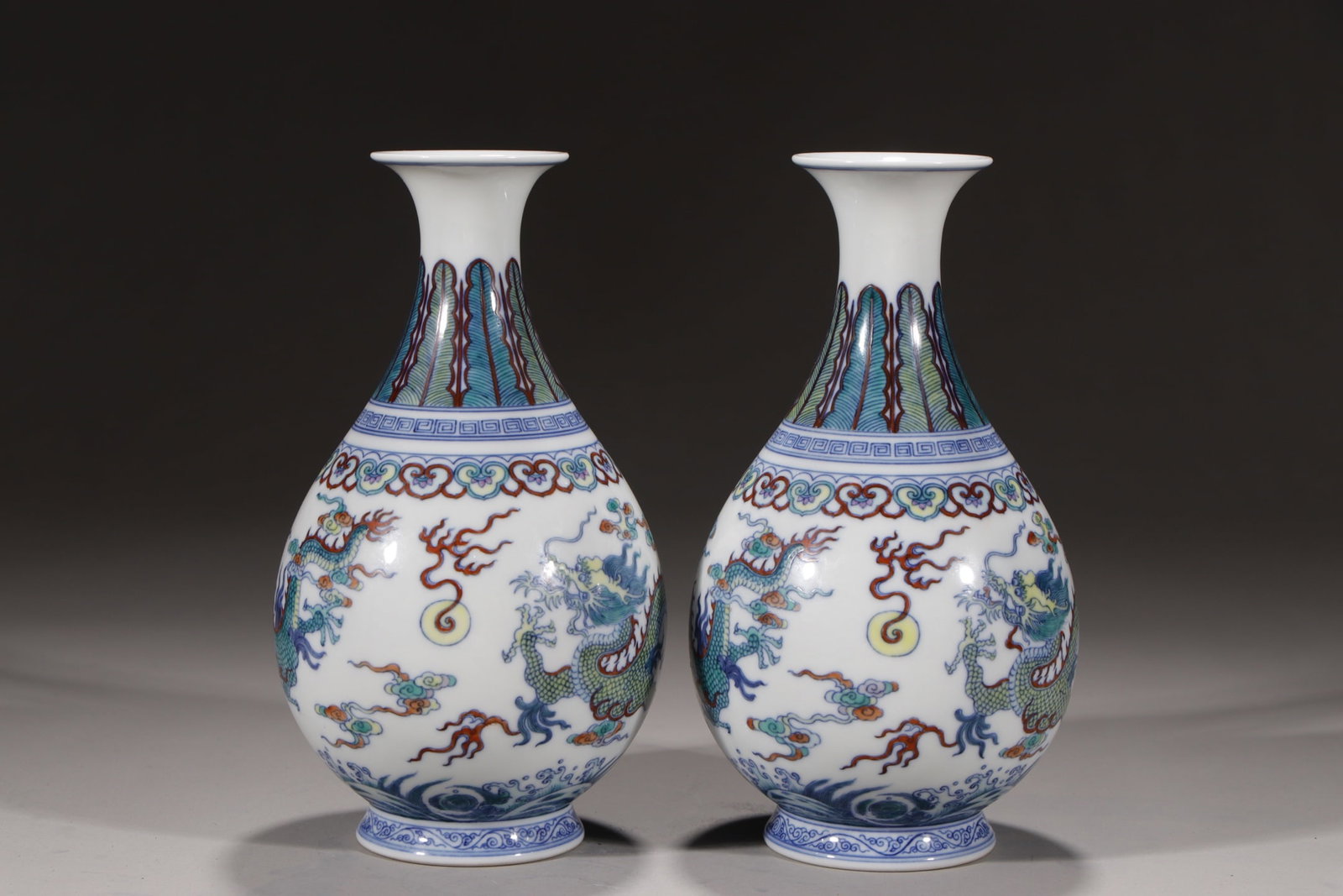 An Exquisite Doucai Dragon Pattern Seawater Pattern Vase (1 of 9)