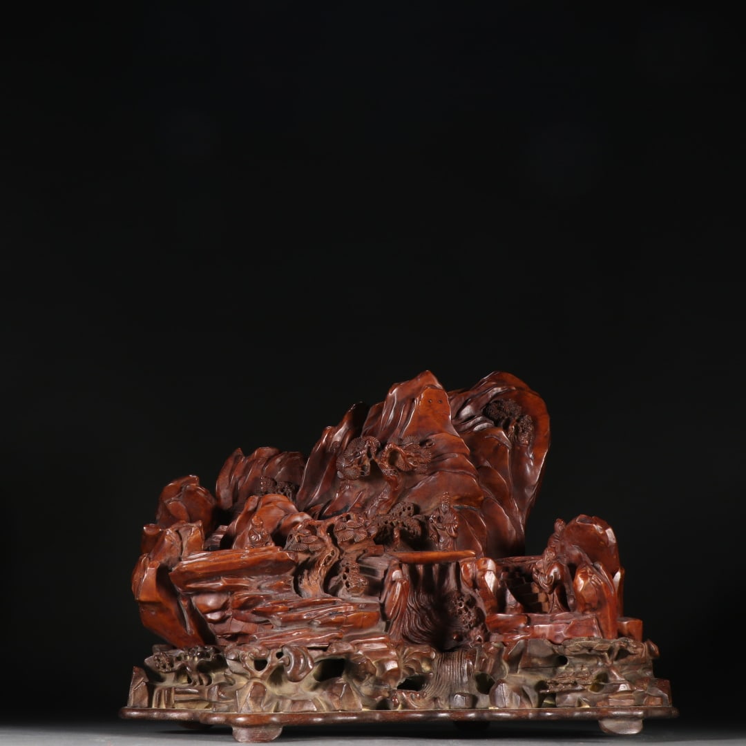 An Exquisite Boxwood Landscape and Figure Pattern Rockery Ornament: An Exquisite Boxwood Landscape and Figure Pattern Rockery Ornament Qing Dynasty, China Size:19.5cmx25cm Weight:1650g (The Dimensions Of All Batches Are Manually Measured.If You Need More Detailed Info
