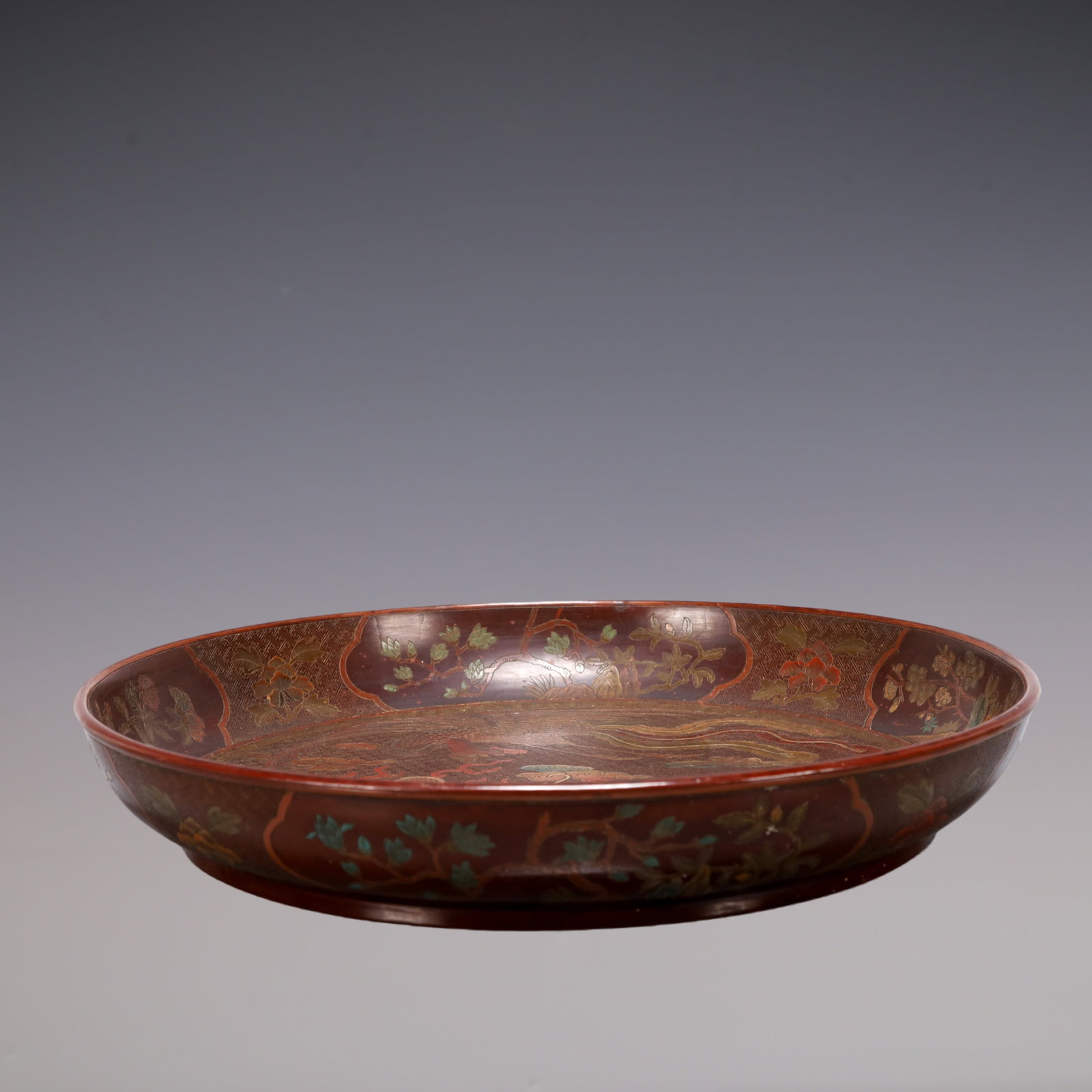 A Exquisite Carved Red Lacquer Flower Pattern Dragon and Phoenix Pattern Plate (1 of 16)