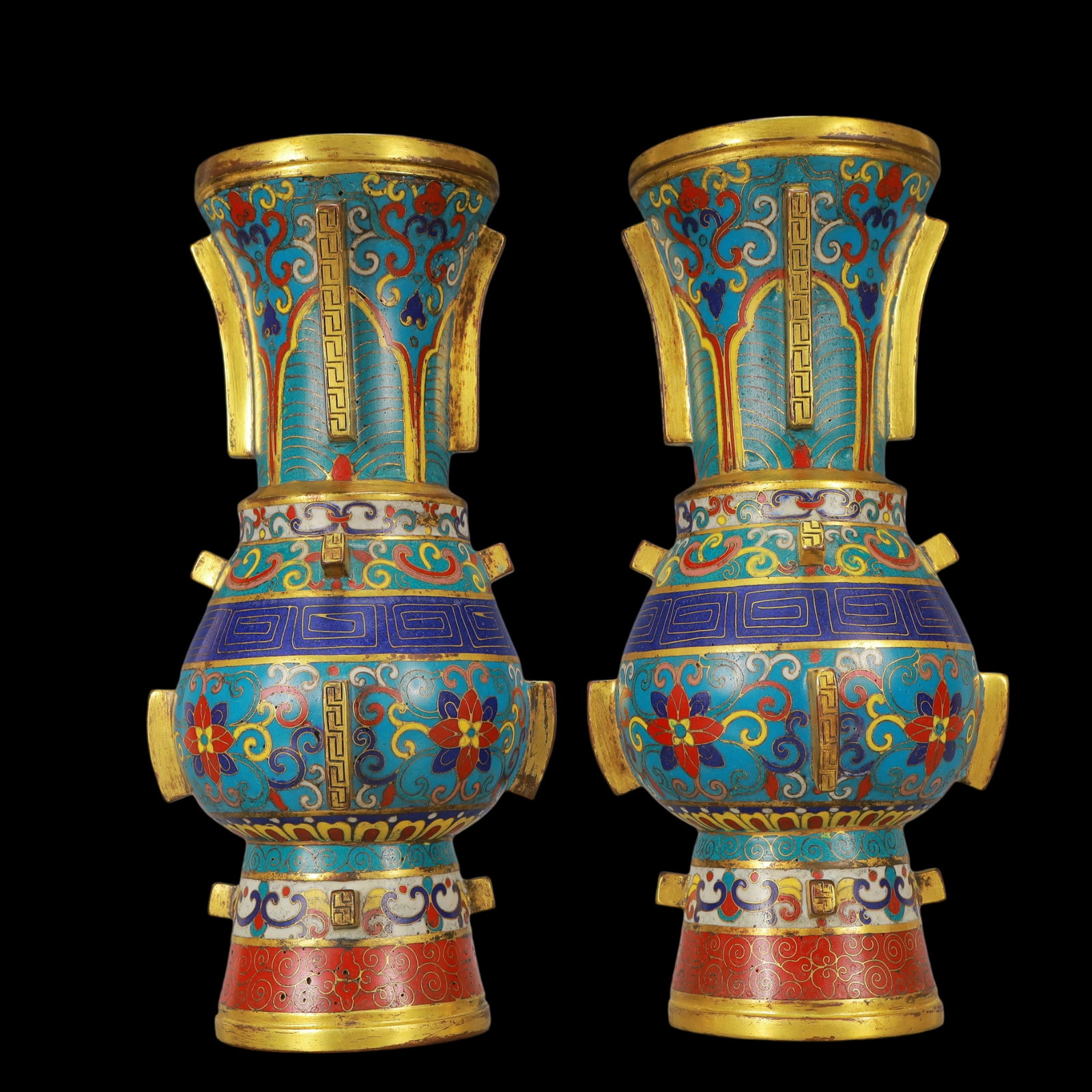 A Exquisite A pair of Cloisonne Lotus Pattern Vase (1 of 16)