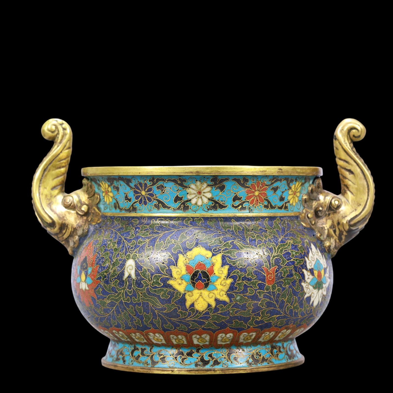 A Exquisite Cloisonne Lotus Pattern Double-Ears Censer (1 of 10)