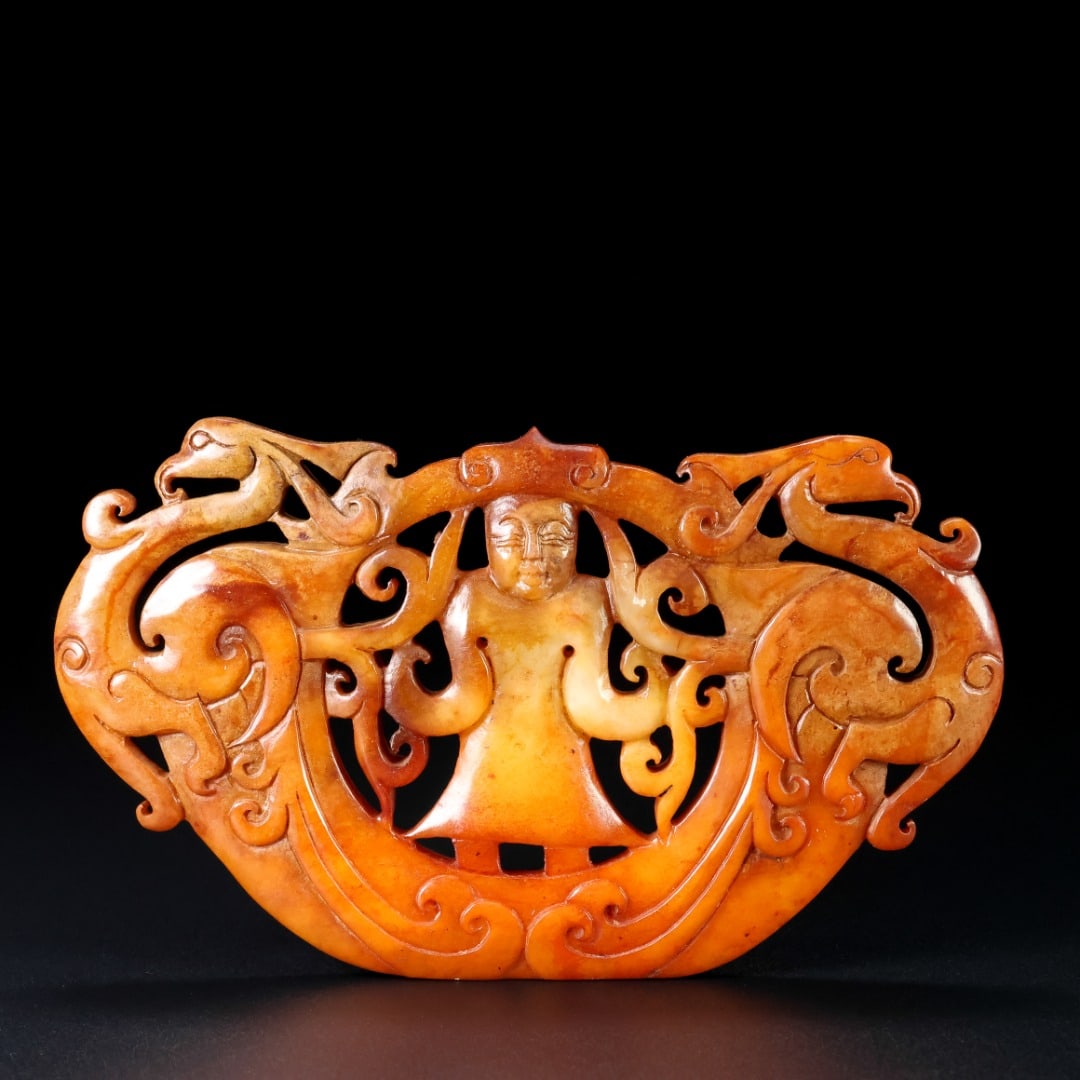 An Exquisite White Jade Phoenix Pattern Figure Pattern Ornament: An Exquisite White Jade Phoenix Pattern Figure Pattern Ornament Han Dynasty, China Size:13.5cmx8.3cmx0.7cm Weight:173.1g (The Dimensions Of All Batches Are Manually Measured.If You Need More Detailed 
