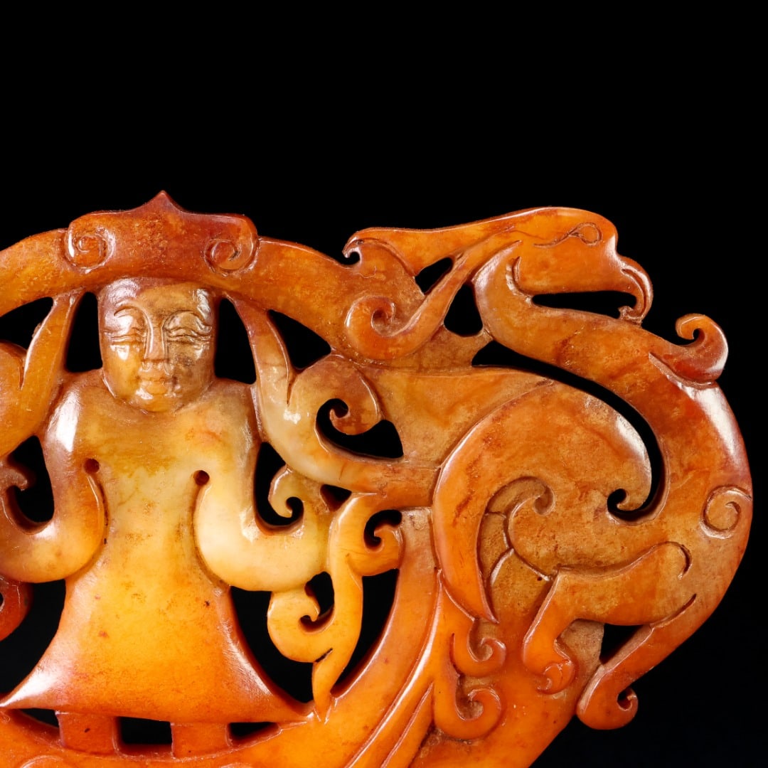 An Exquisite White Jade Phoenix Pattern Figure Pattern Ornament - 2