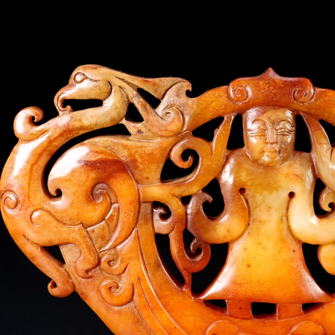 An Exquisite White Jade Phoenix Pattern Figure Pattern Ornament - 3
