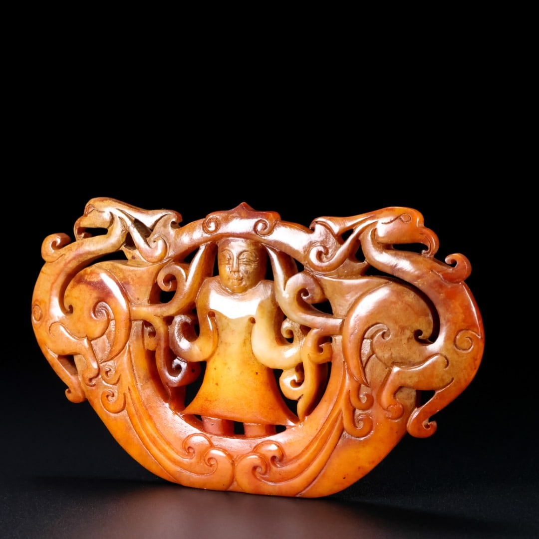 An Exquisite White Jade Phoenix Pattern Figure Pattern Ornament - 4