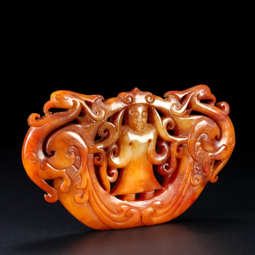 An Exquisite White Jade Phoenix Pattern Figure Pattern Ornament - 5
