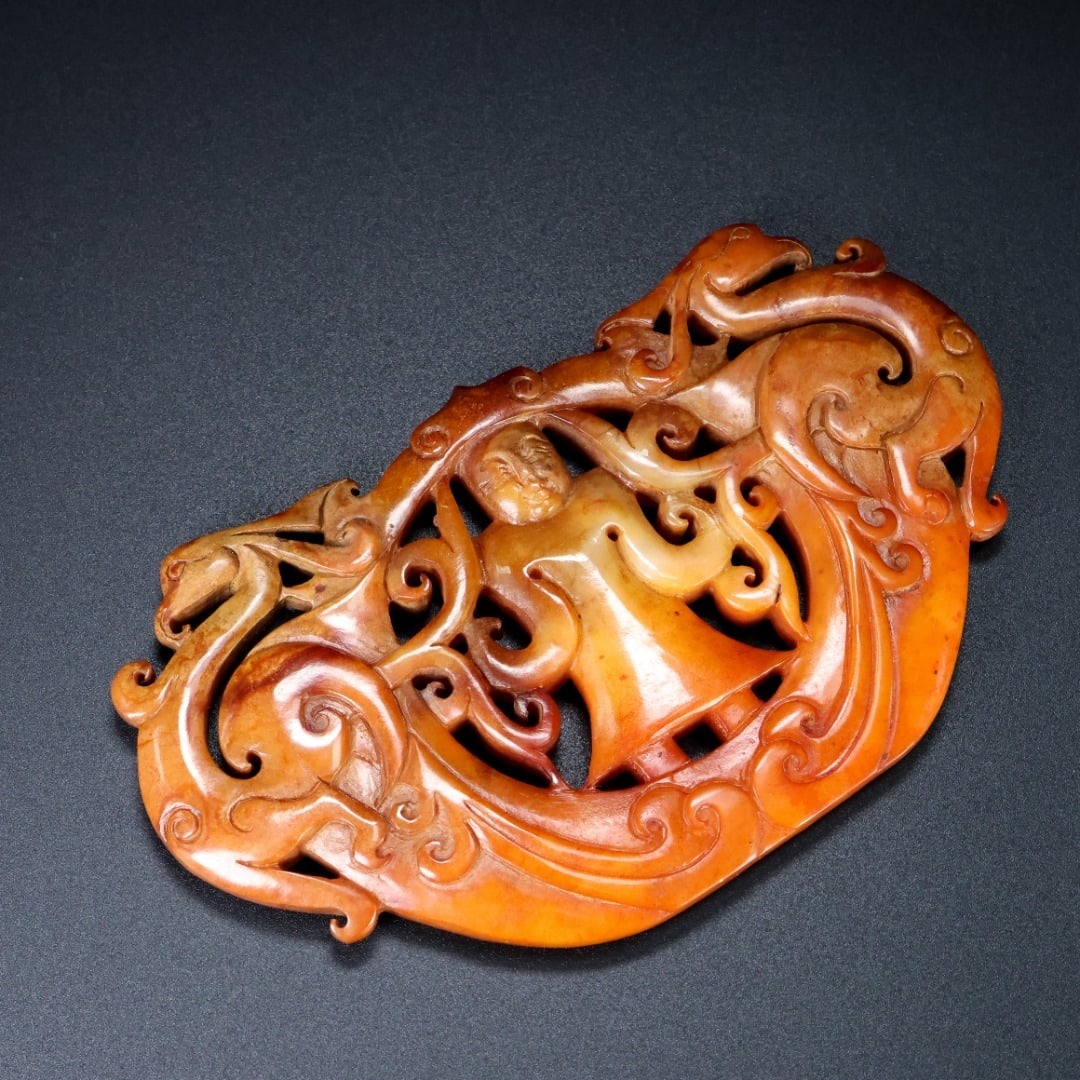 An Exquisite White Jade Phoenix Pattern Figure Pattern Ornament - 8