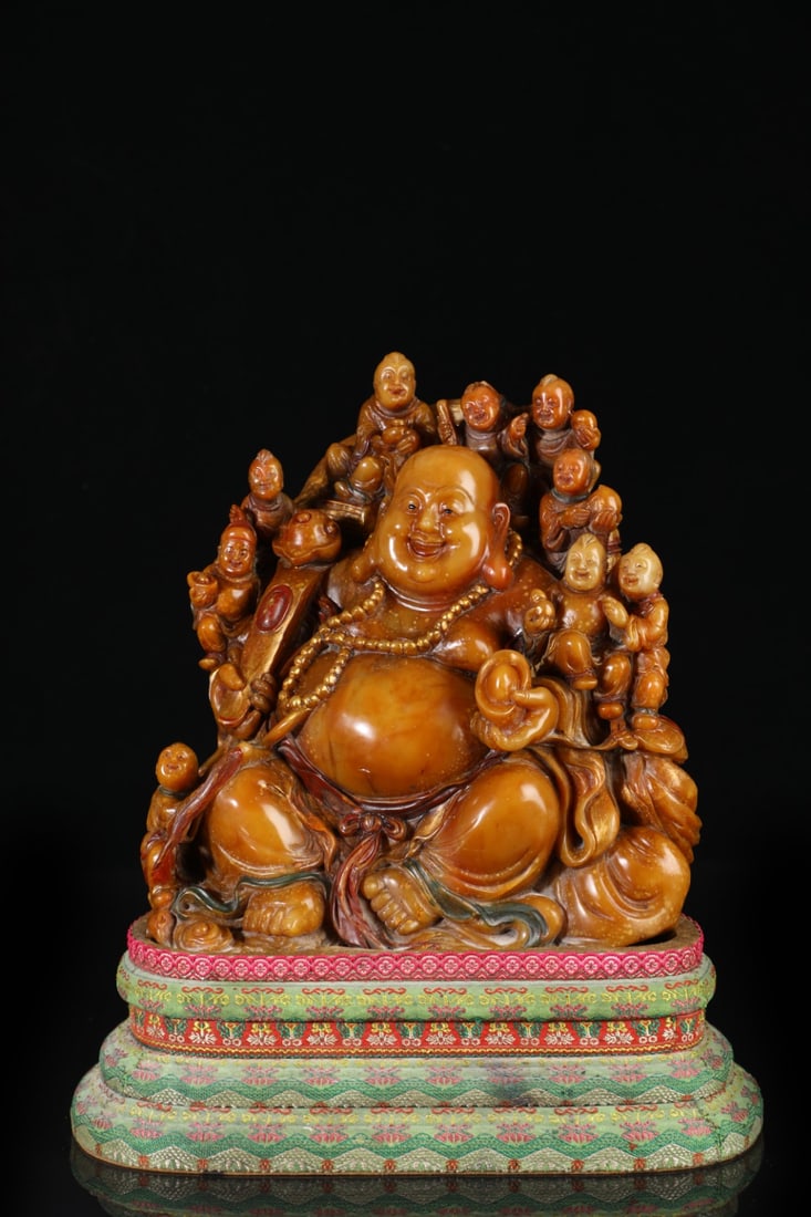 An Exquisite Shoushan Stone Statue of Maitreya Buddha Ornament (1 of 10)