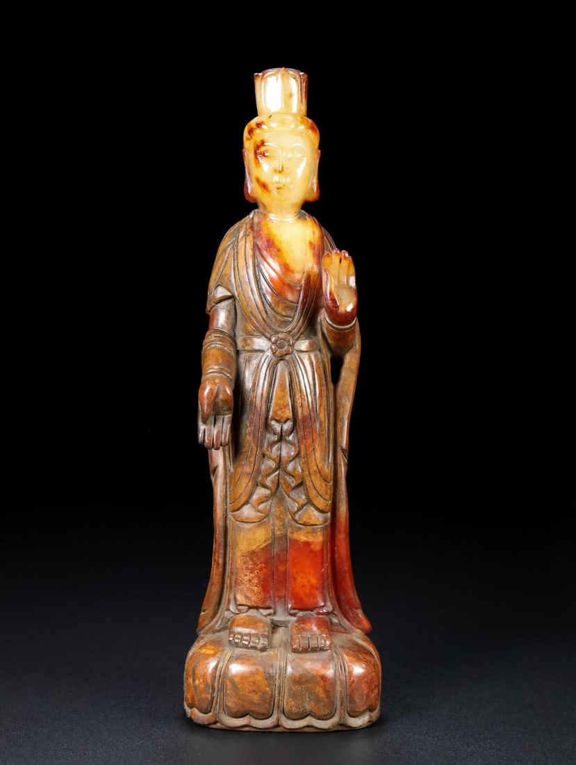 An Exquisite White Jade Buddha Statue Ornament: An Exquisite White Jade Buddha Statue Ornament Han Dynasty, China Size:21cmx6.6cmx4.6cm Weight:656.5g (The Dimensions Of All Batches Are Manually Measured.If You Need More Detailed Information,