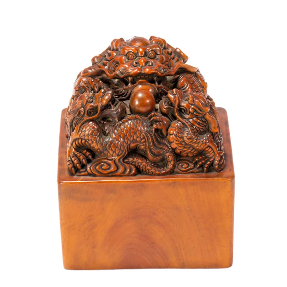 A Qing Dynasty boxwood seal ornament: Qing Dynasty boxwood seal ornament SIZE: L:10.5cm W:10.5cm H:12cm W:1060g (The Dimensions Of All Batches Are Manually Measured.If You Need More Detailed Information, Please Contact Our Customer