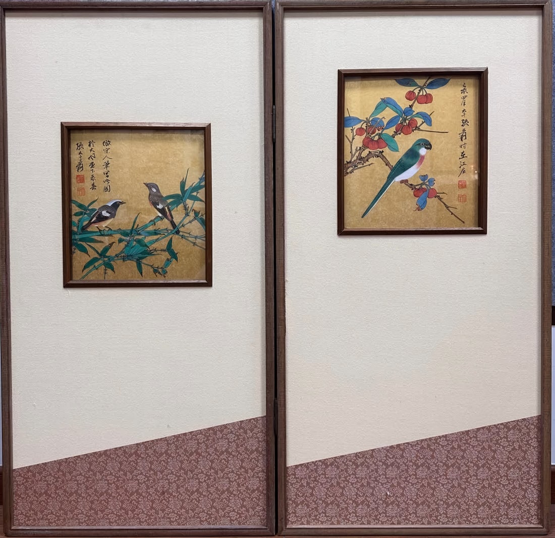 A painting of flowers and birds by Zhang Daqian is opened on the screen (1 of 10)