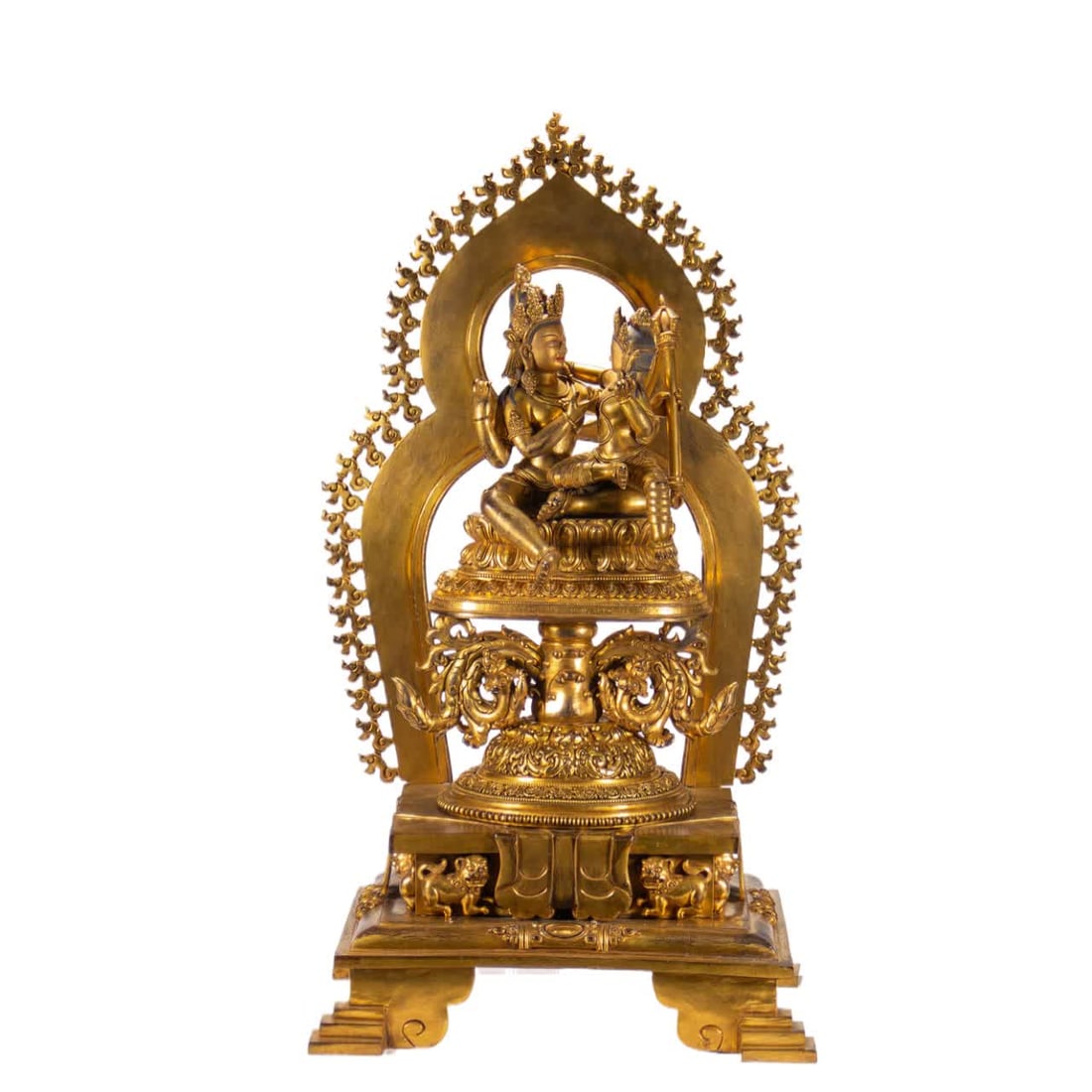 A bronze gilt Buddha statue of the Qing Dynasty: Qing Dynasty copper gilt Buddha statue SIZE: L:44cm W:37cm H:81cm (The Dimensions Of All Batches Are Manually Measured.If You Need More Detailed Information, Please Contact Our Customer Service