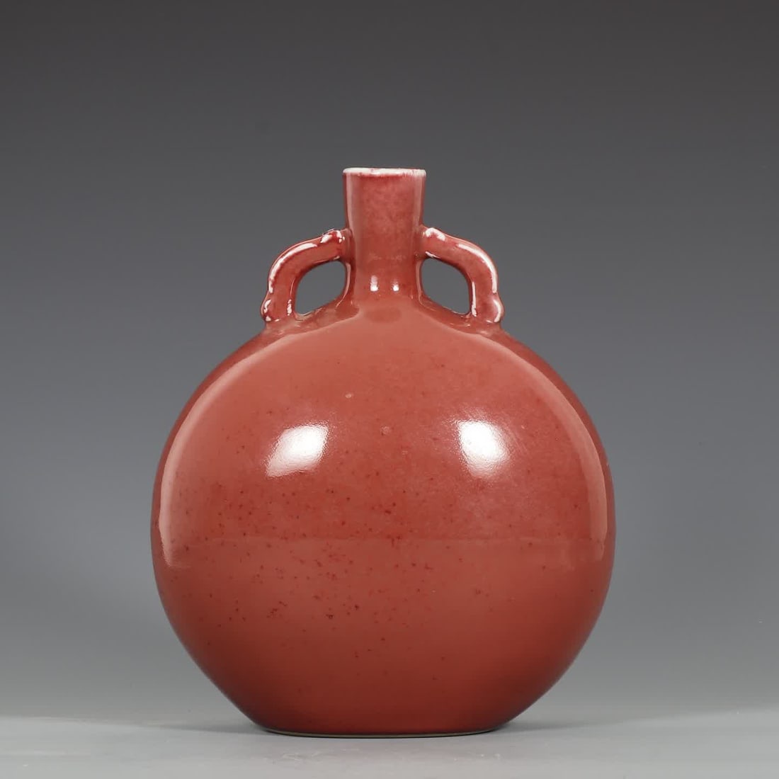 A Ming Dynasty Yongle ruby red glazed double-line flat bottle - 6