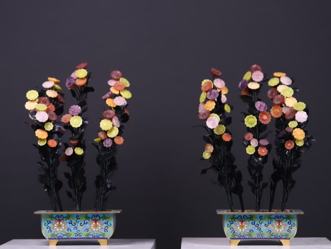 A pair of foreign exchange earning period cloisonneflower bonsai (1 of 9)